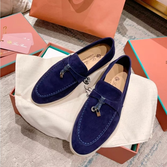 Loro Piana Royal Blue Suede Loafers